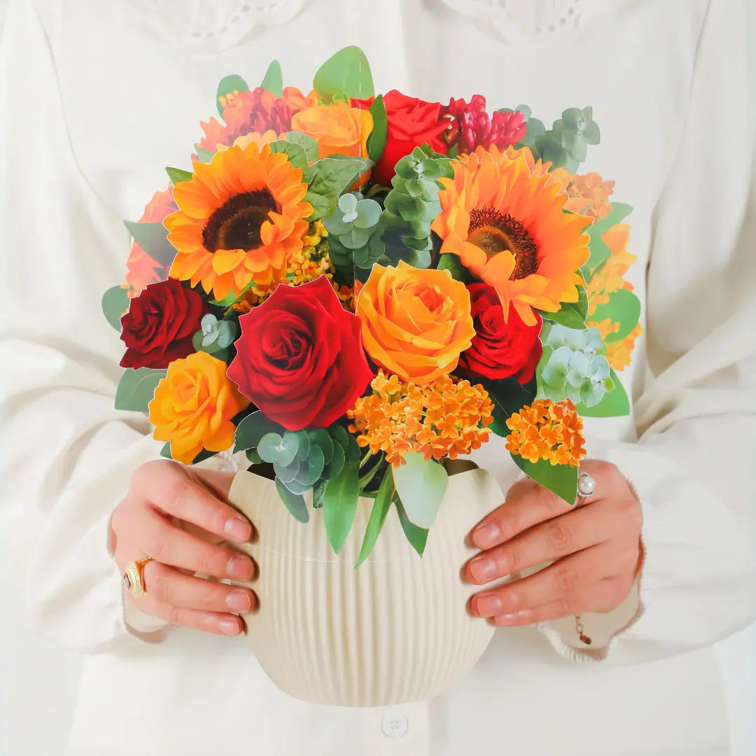 Golden-Harvest-paper-pop-up-bouquet-of-roses-and-sunflowers-—-PetalPal